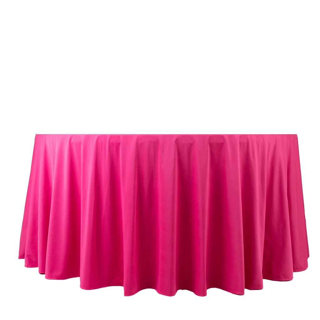 Scuba Round 120" Tablecloth Fuchsia - Wrinkle Free & Stain Resistant Seamless Table Cover - Bell Racket Store