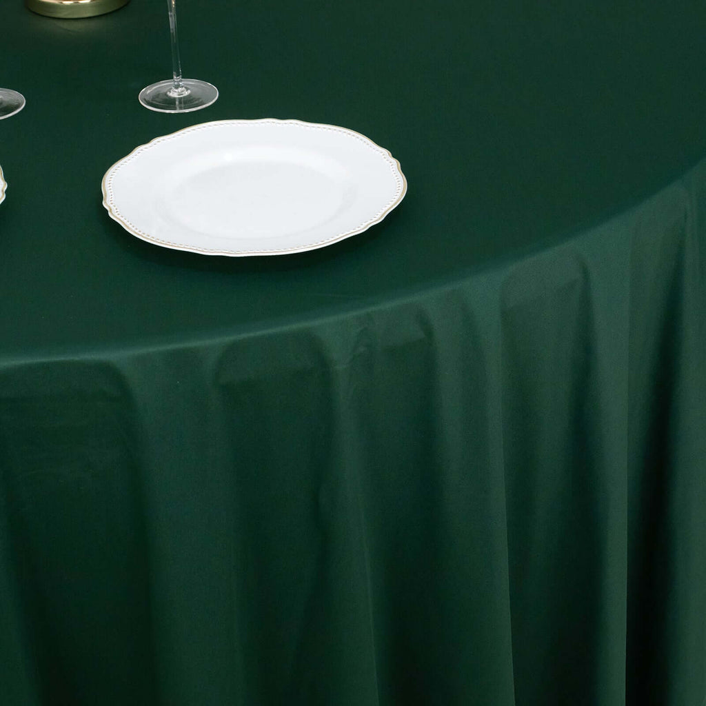 Scuba Round 120" Tablecloth Hunter Emerald Green - Wrinkle Free & Stain Resistant Seamless Table Cover - Bell Racket Store