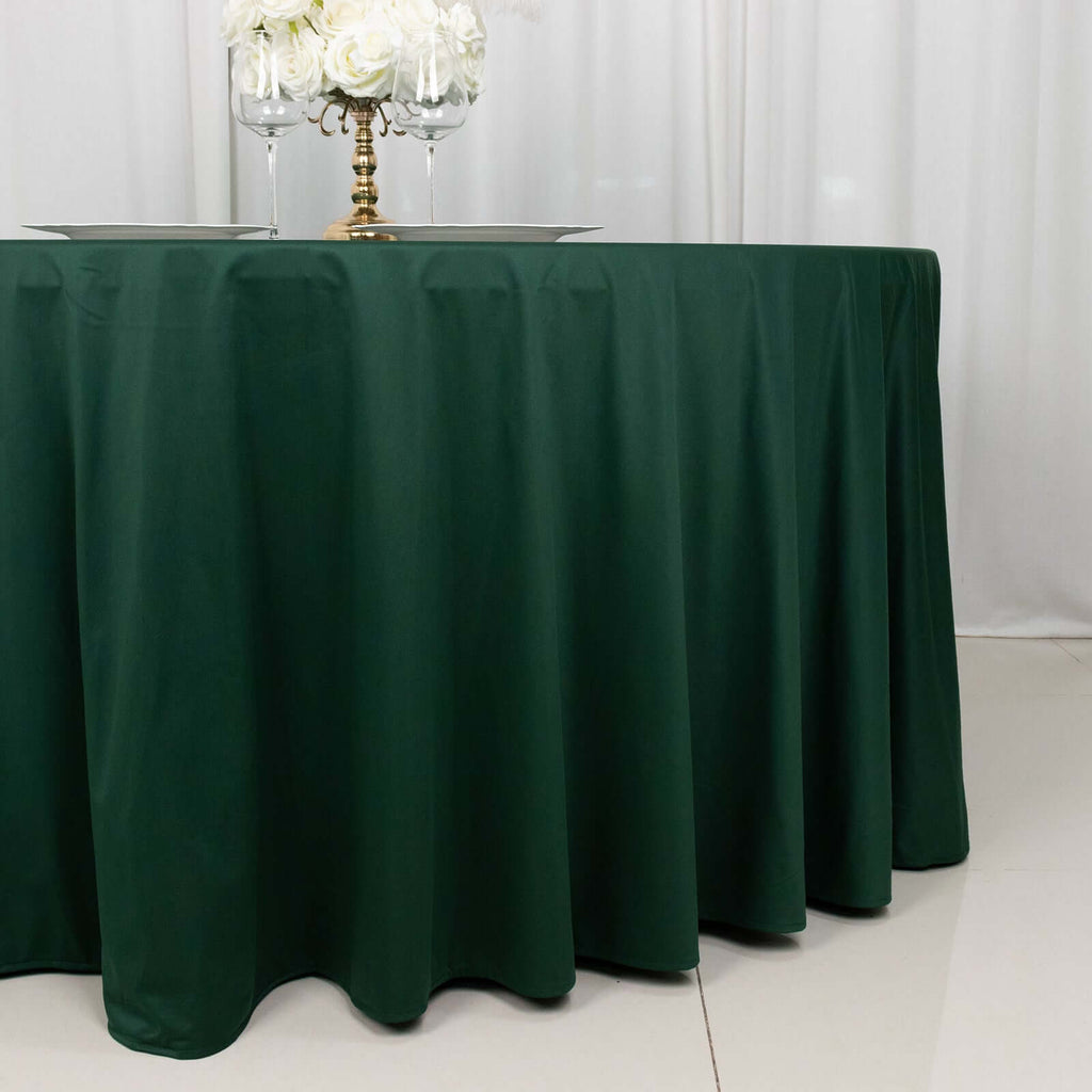 Scuba Round 120" Tablecloth Hunter Emerald Green - Wrinkle Free & Stain Resistant Seamless Table Cover - Bell Racket Store