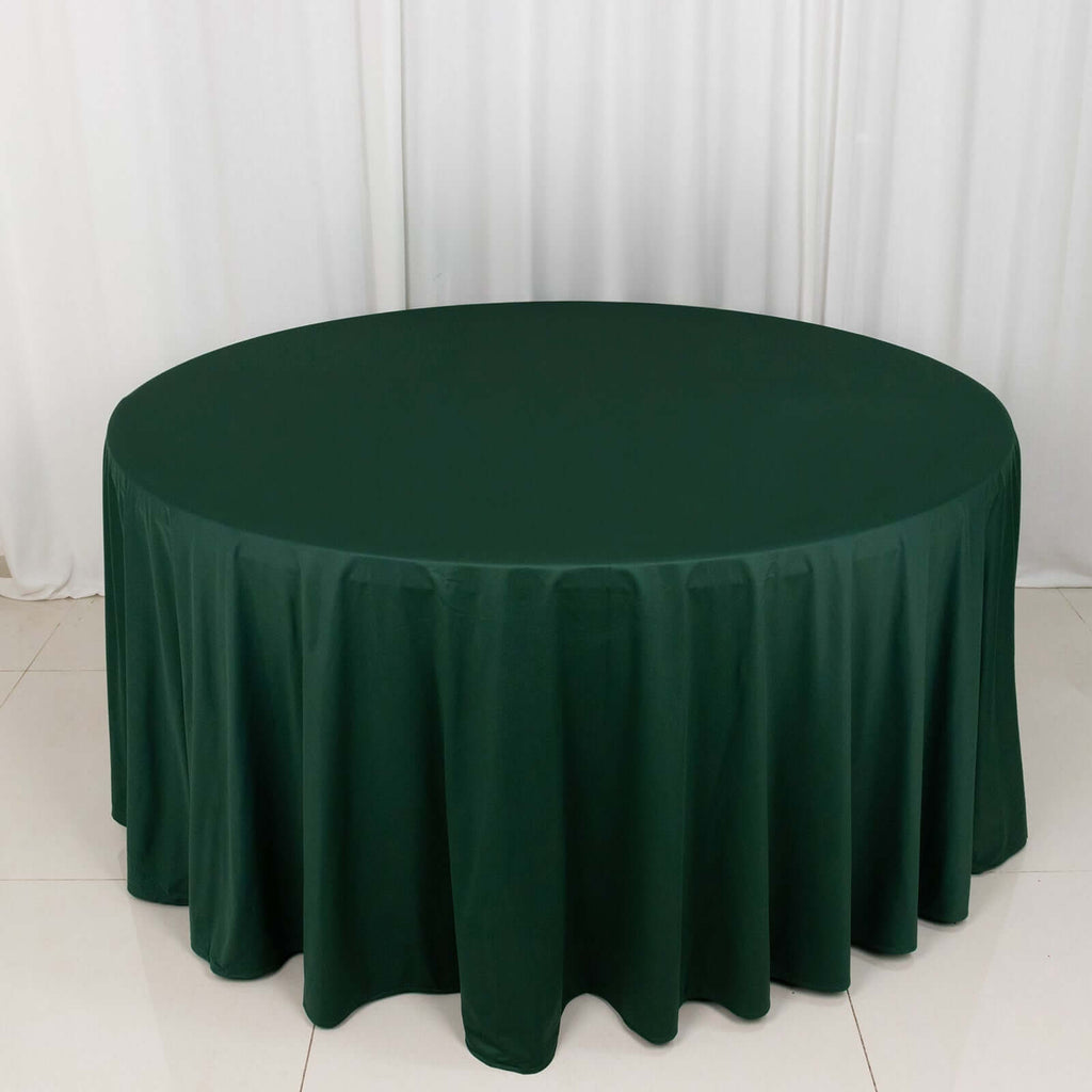 Scuba Round 120" Tablecloth Hunter Emerald Green - Wrinkle Free & Stain Resistant Seamless Table Cover - Bell Racket Store