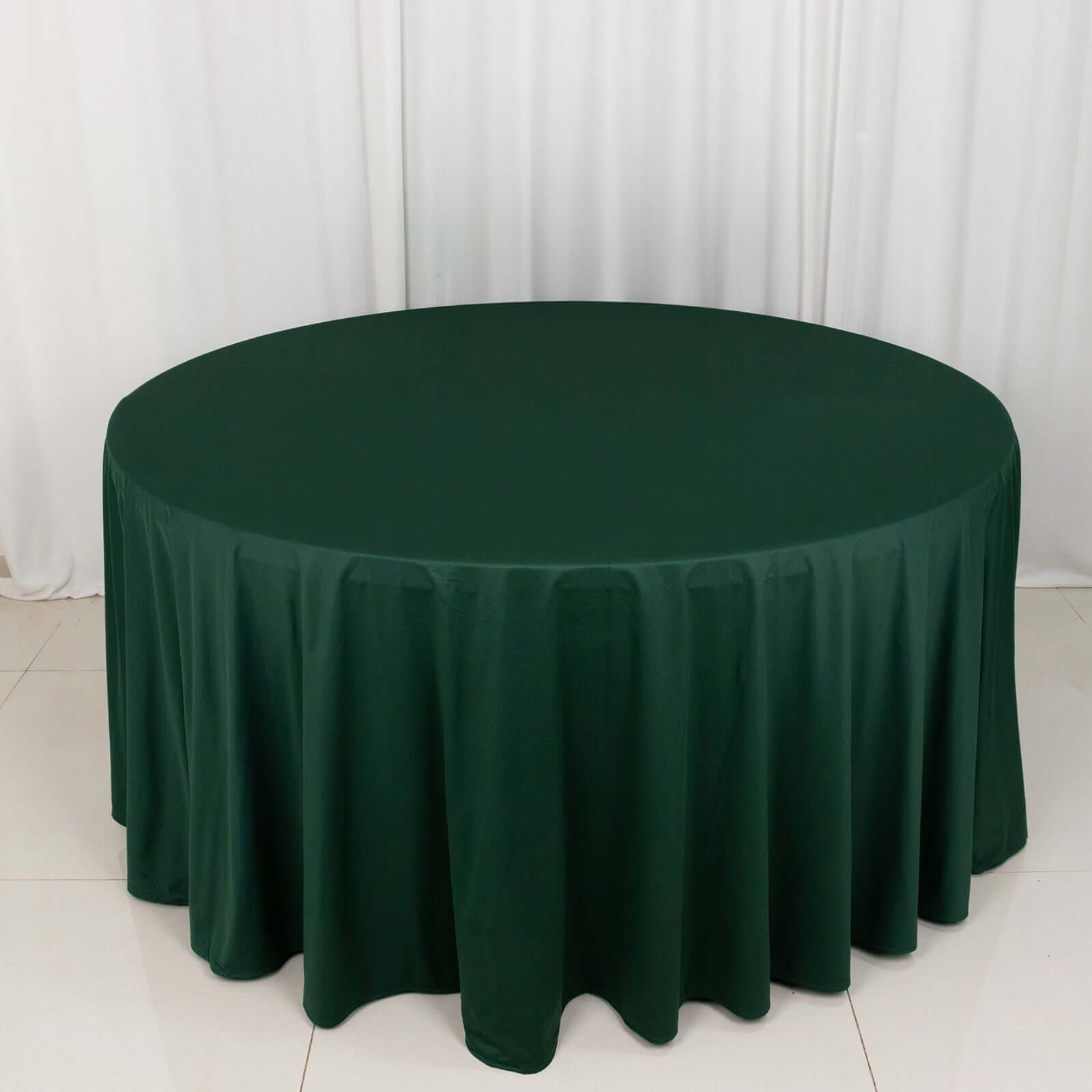 Scuba Round 120" Tablecloth Hunter Emerald Green - Wrinkle Free & Stain Resistant Seamless Table Cover - Bell Racket Store