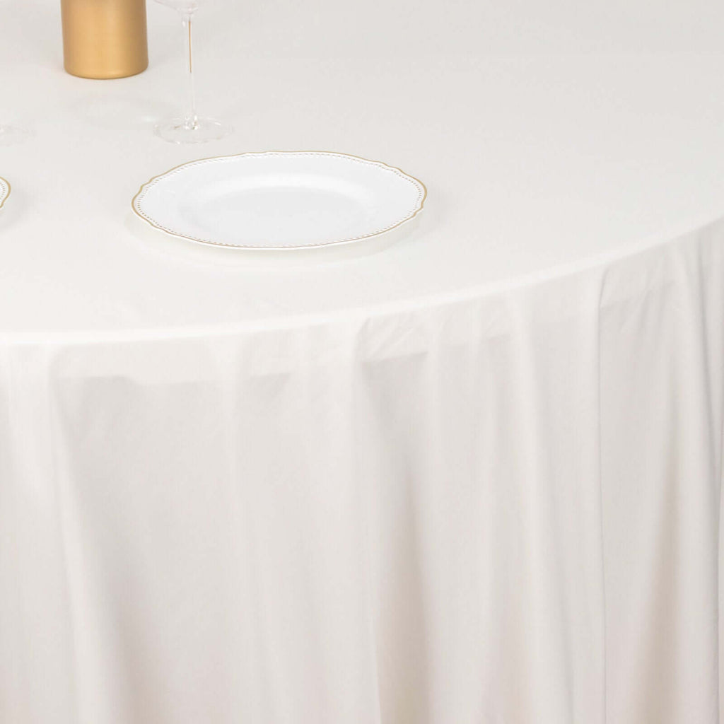 Scuba Round 120" Tablecloth Ivory - Wrinkle Free & Stain Resistant Seamless Table Cover - Bell Racket Store