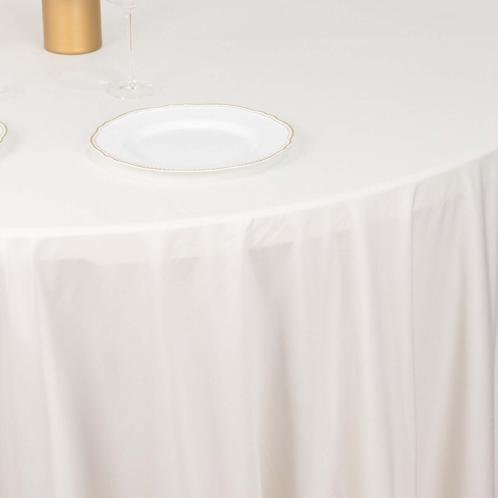 Scuba Round 120" Tablecloth Ivory - Wrinkle Free & Stain Resistant Seamless Table Cover - Bell Racket Store