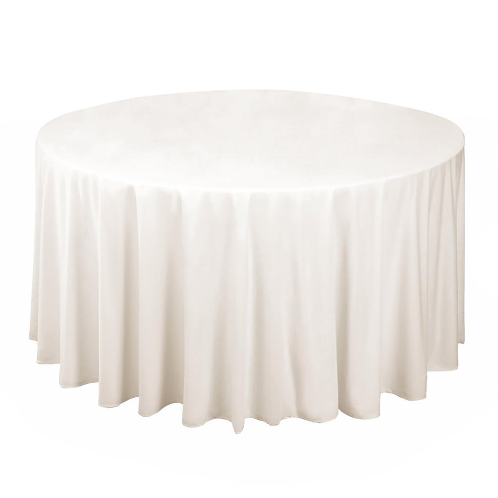 Scuba Round 120" Tablecloth Ivory - Wrinkle Free & Stain Resistant Seamless Table Cover - Bell Racket Store