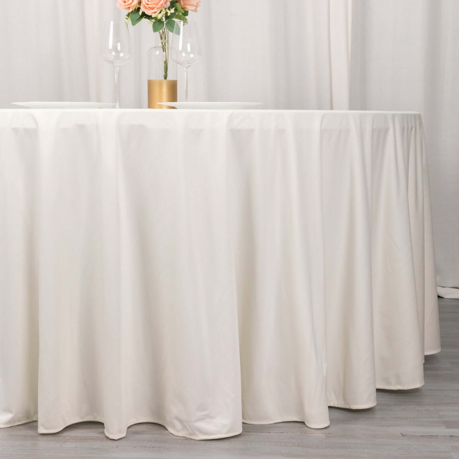 Scuba Round 120" Tablecloth Ivory - Wrinkle Free & Stain Resistant Seamless Table Cover - Bell Racket Store