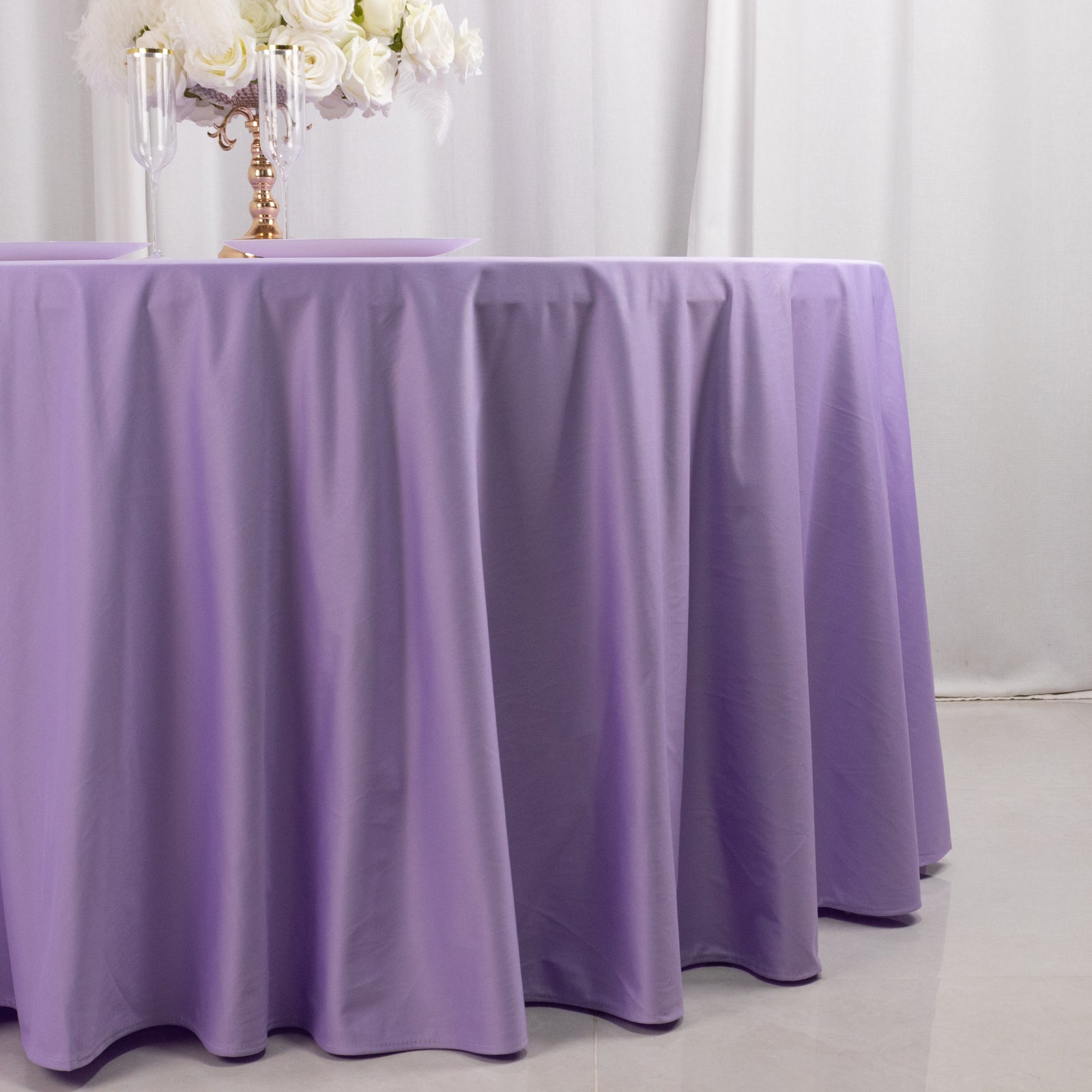 Scuba Round 120" Tablecloth Lavender Lilac - Wrinkle Free & Stain Resistant Seamless Table Cover - Bell Racket Store