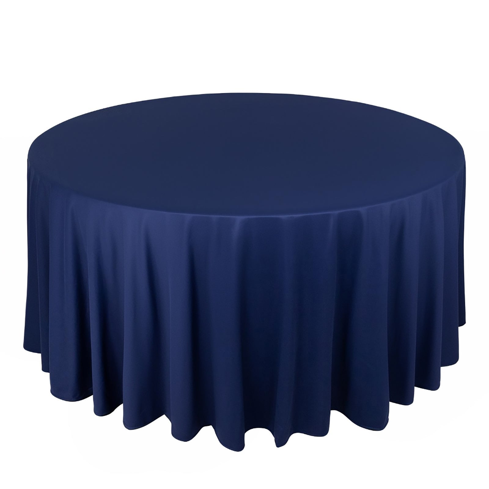 Scuba Round 120" Tablecloth Navy Blue - Wrinkle Free & Stain Resistant Seamless Table Cover - Bell Racket Store