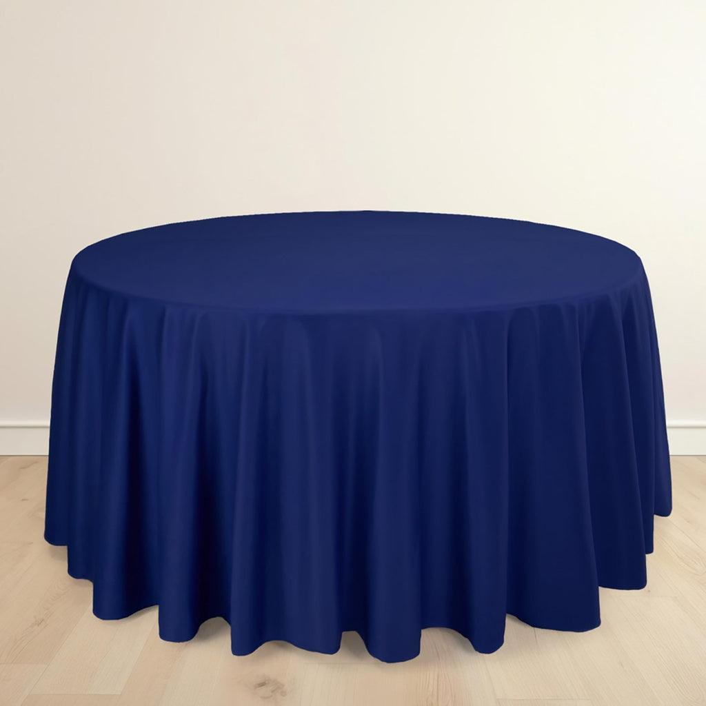 Scuba Round 120" Tablecloth Navy Blue - Wrinkle Free & Stain Resistant Seamless Table Cover - Bell Racket Store