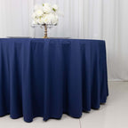 Scuba Round 120" Tablecloth Navy Blue - Wrinkle Free & Stain Resistant Seamless Table Cover - Bell Racket Store