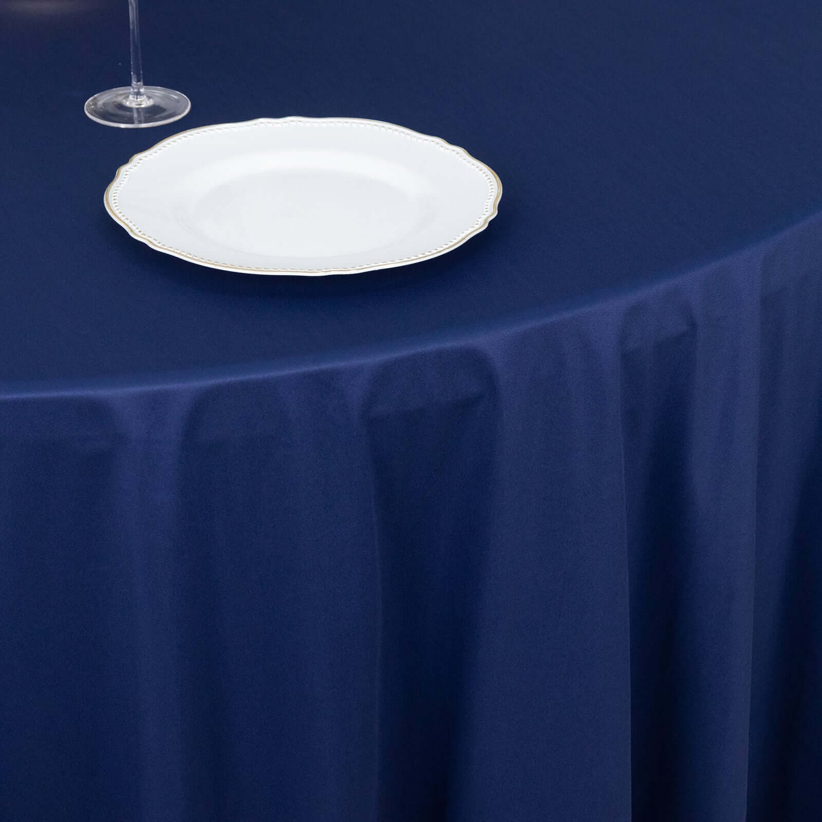 Scuba Round 120" Tablecloth Navy Blue - Wrinkle Free & Stain Resistant Seamless Table Cover - Bell Racket Store
