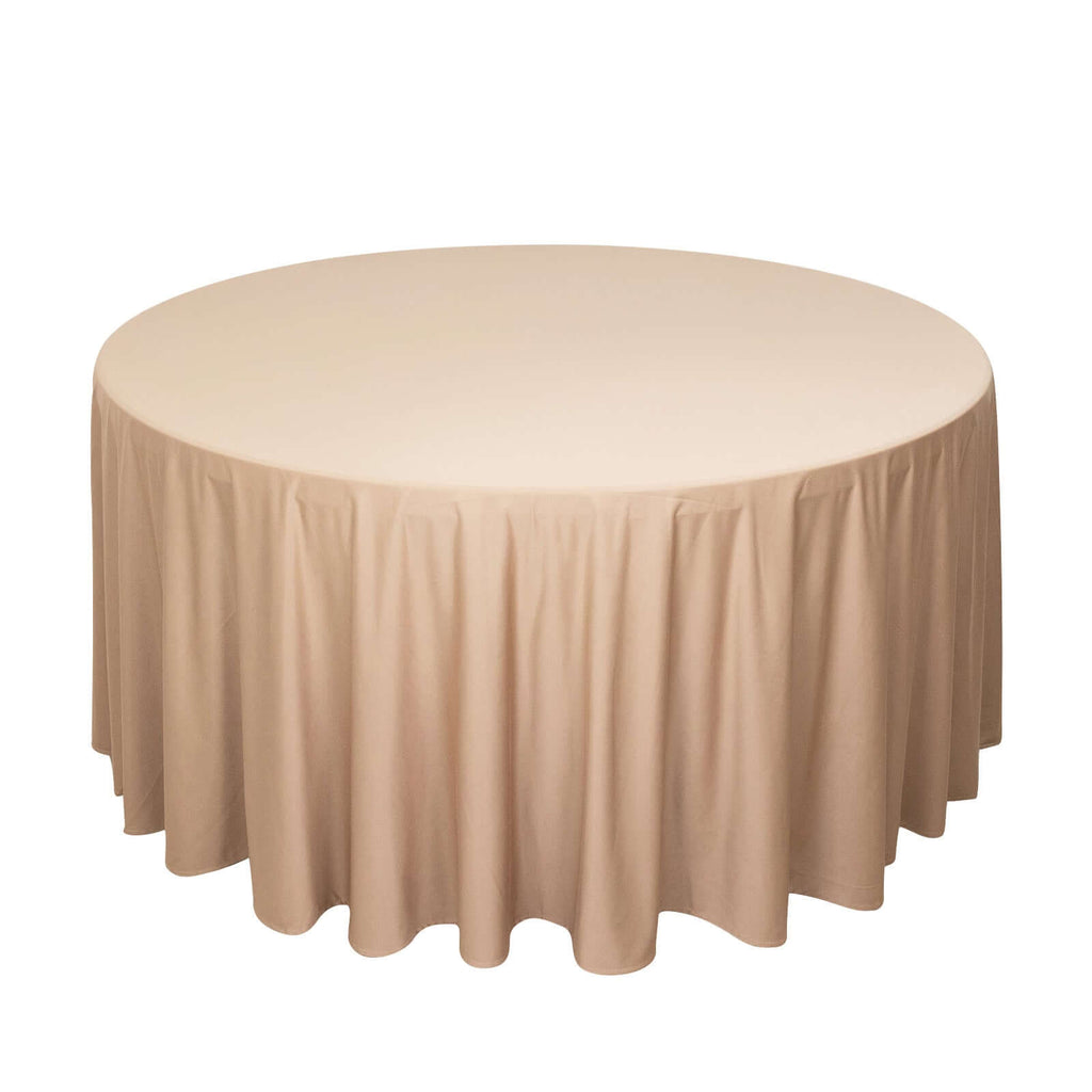 Scuba Round 120" Tablecloth Nude - Wrinkle Free & Stain Resistant Seamless Table Cover - Bell Racket Store