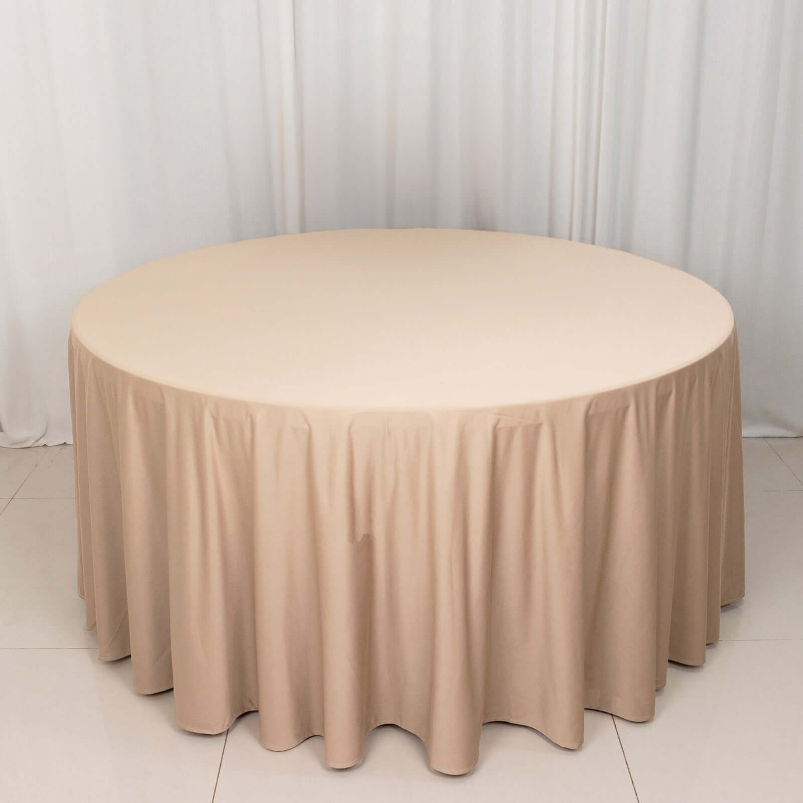 Scuba Round 120" Tablecloth Nude - Wrinkle Free & Stain Resistant Seamless Table Cover - Bell Racket Store
