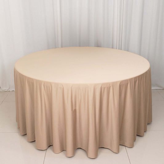 Scuba Round 120" Tablecloth Nude - Wrinkle Free & Stain Resistant Seamless Table Cover - Bell Racket Store