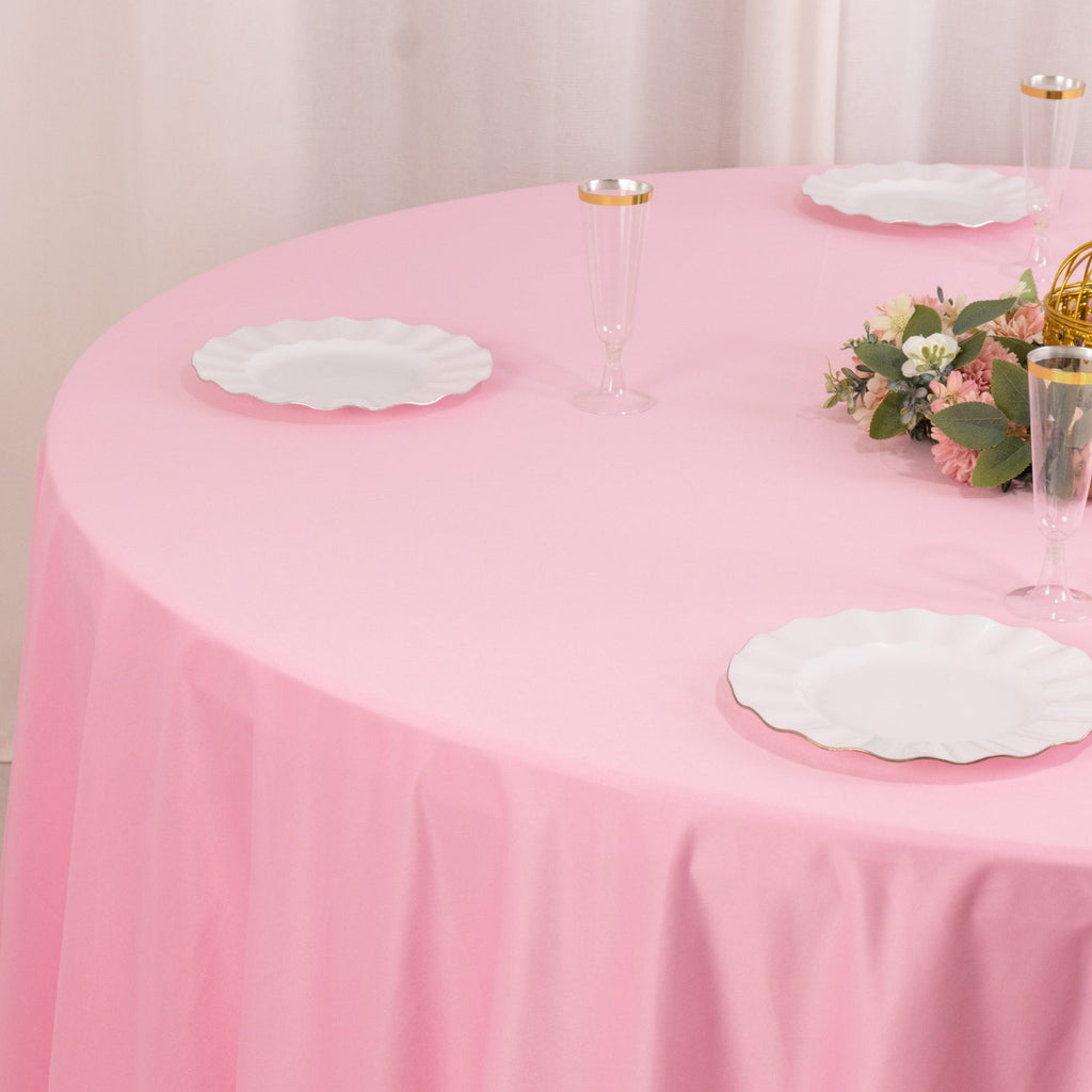 Scuba Round 120" Tablecloth Pink - Wrinkle Free & Stain Resistant Seamless Table Cover - Bell Racket Store
