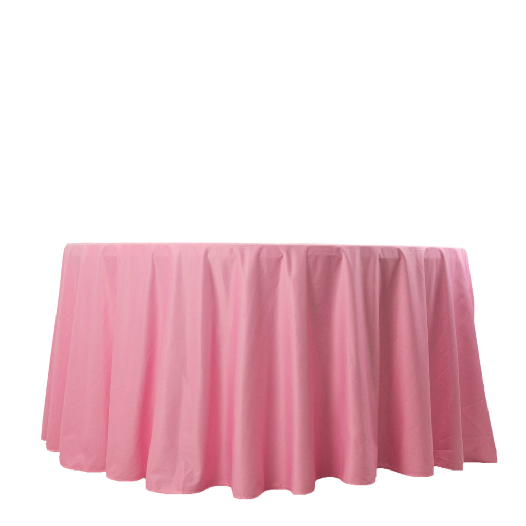 Scuba Round 120" Tablecloth Pink - Wrinkle Free & Stain Resistant Seamless Table Cover - Bell Racket Store