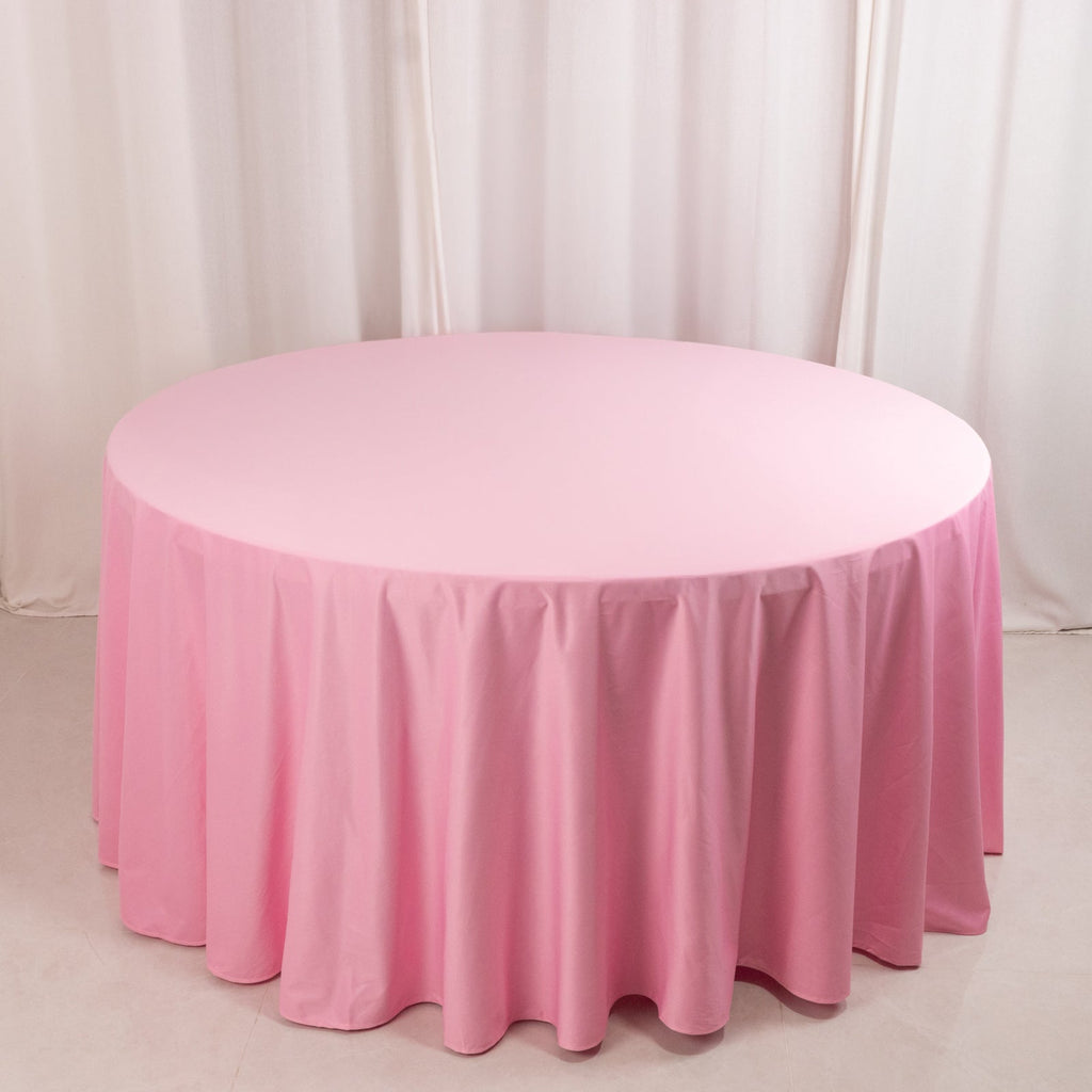 Scuba Round 120" Tablecloth Pink - Wrinkle Free & Stain Resistant Seamless Table Cover - Bell Racket Store
