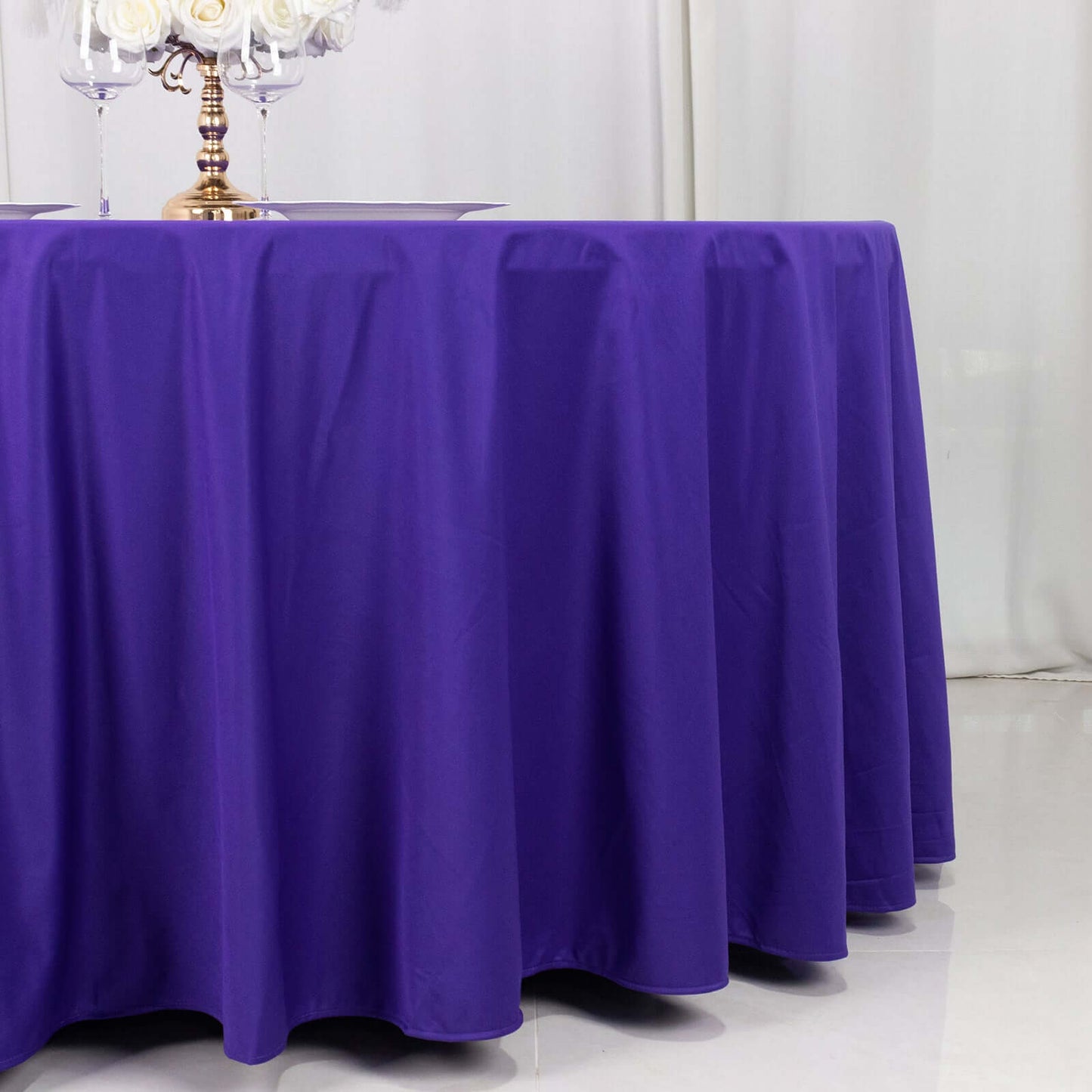 Scuba Round 120" Tablecloth Purple - Wrinkle Free & Stain Resistant Seamless Table Cover - Bell Racket Store
