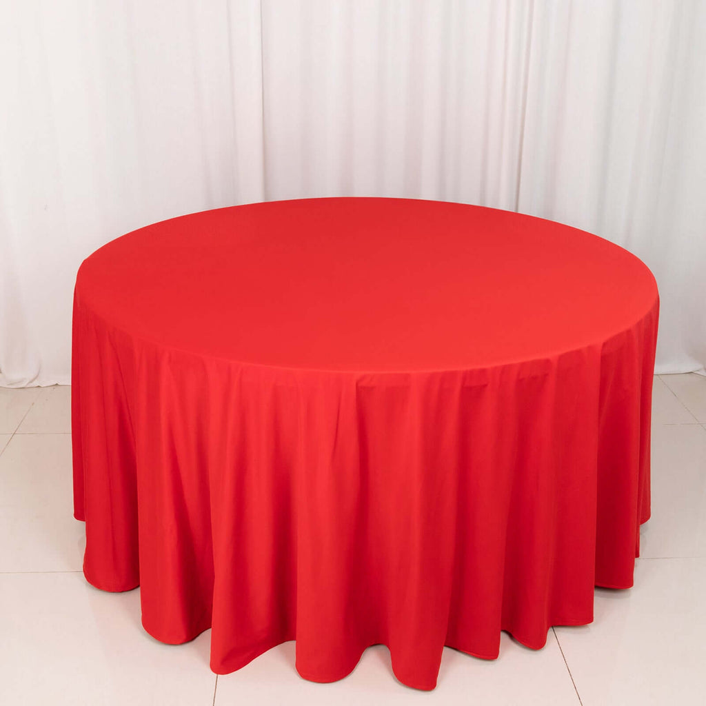 Scuba Round 120" Tablecloth Red - Wrinkle Free & Stain Resistant Seamless Table Cover - Bell Racket Store