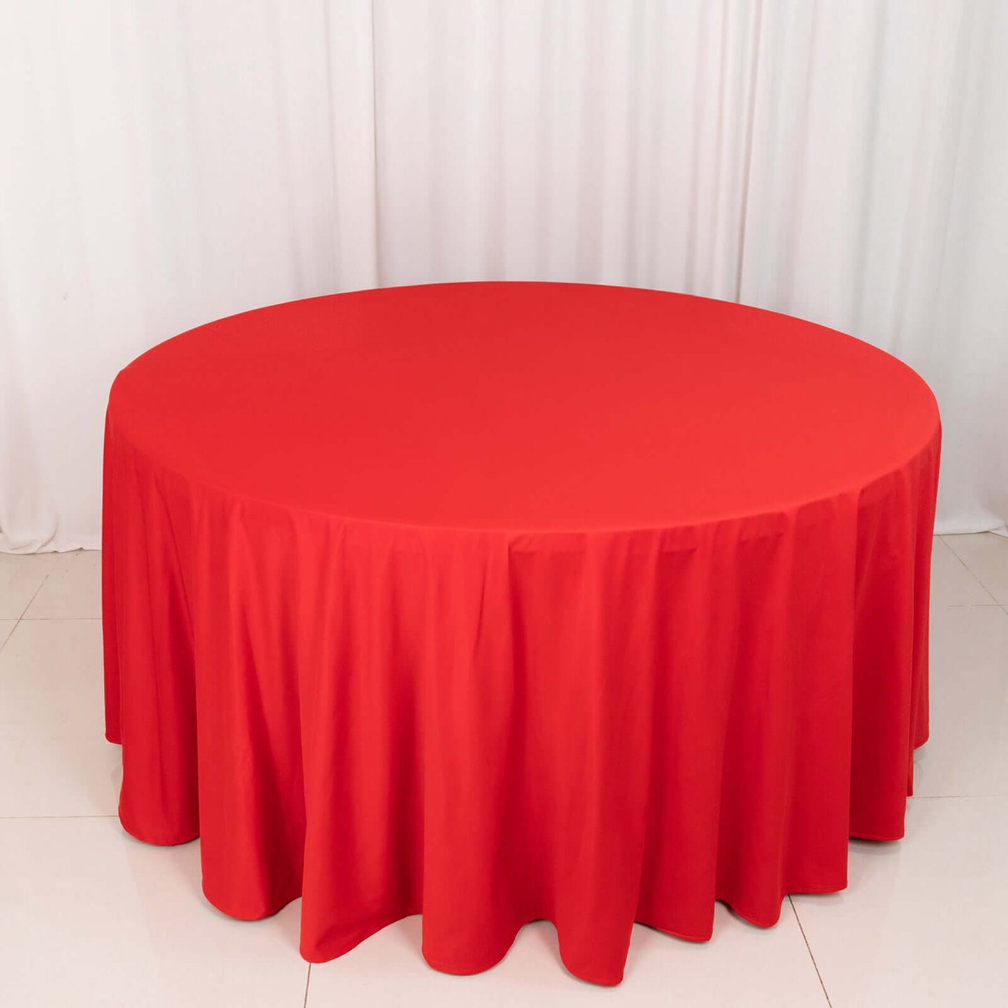 Scuba Round 120" Tablecloth Red - Wrinkle Free & Stain Resistant Seamless Table Cover - Bell Racket Store