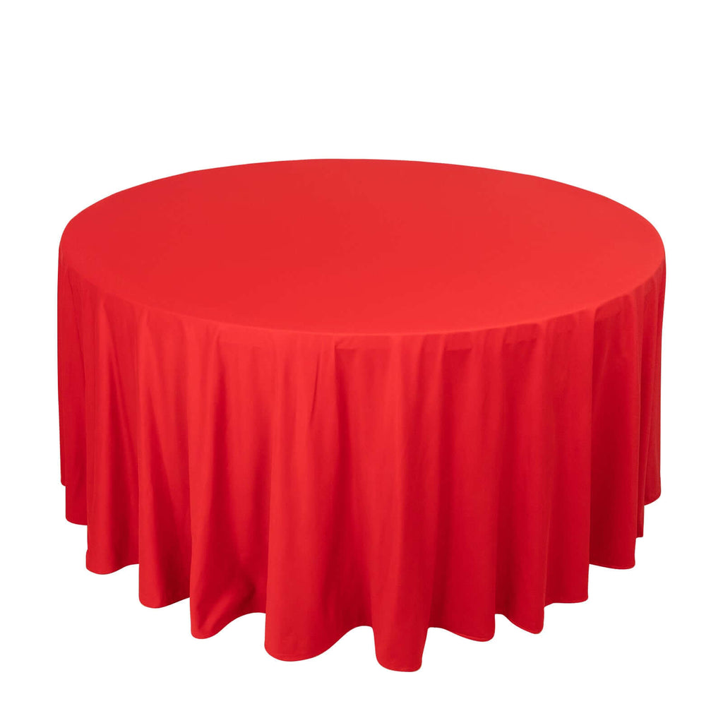 Scuba Round 120" Tablecloth Red - Wrinkle Free & Stain Resistant Seamless Table Cover - Bell Racket Store