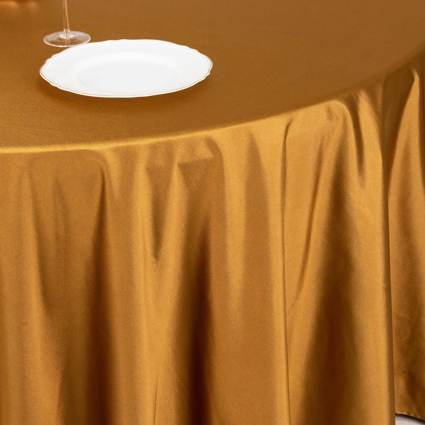Scuba Round 120" Tablecloth Shimmering Gold - Wrinkle Free, Stain Resistant & Seamless Table Cover for Weddings and Parties - Bell Racket Store