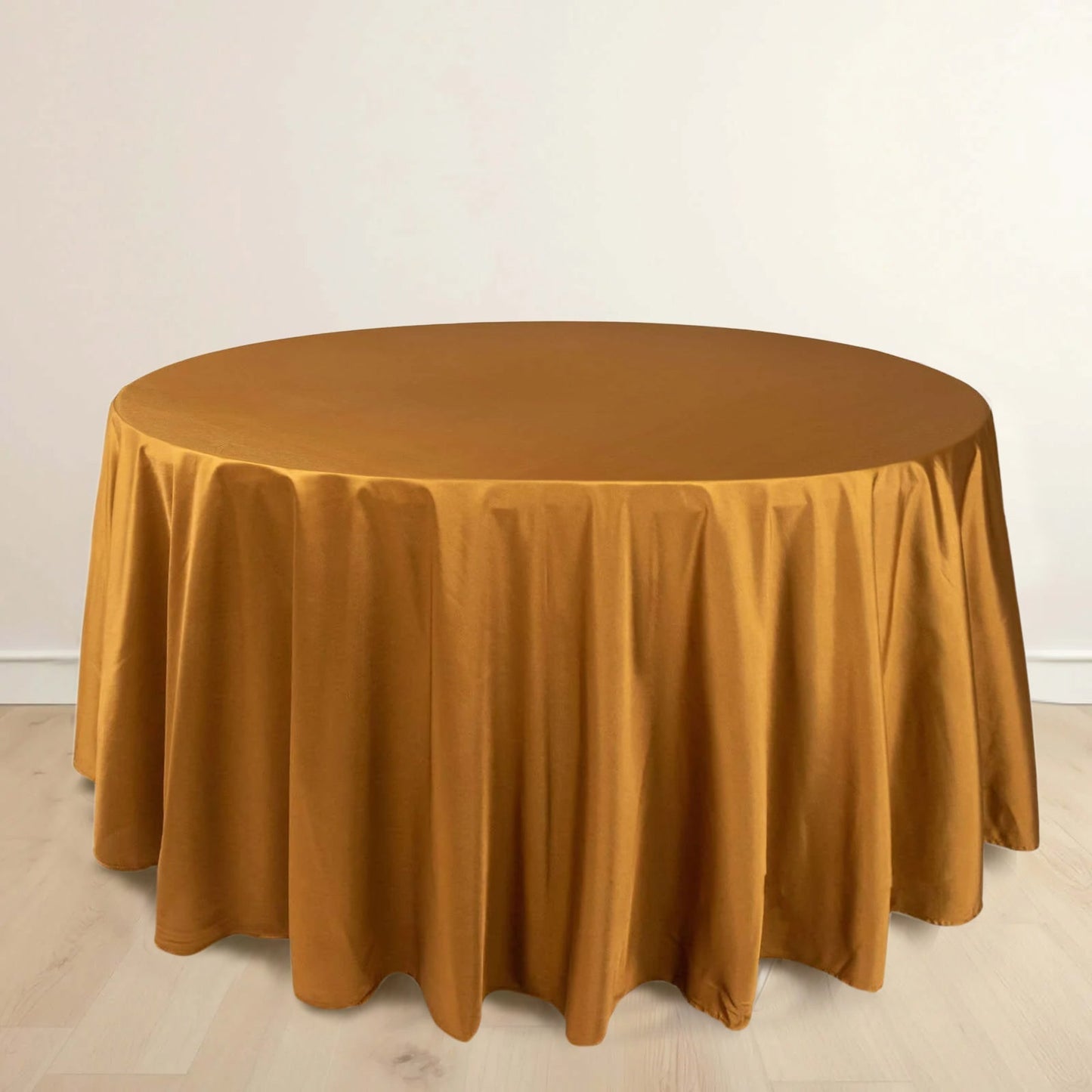 Scuba Round 120" Tablecloth Shimmering Gold - Wrinkle Free, Stain Resistant & Seamless Table Cover for Weddings and Parties - Bell Racket Store