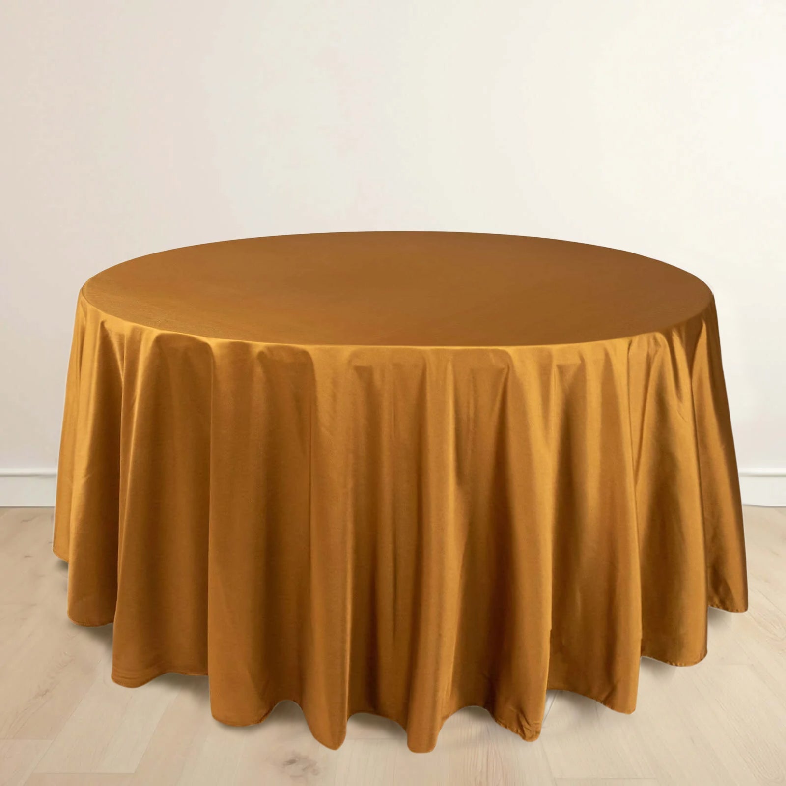 Scuba Round 120" Tablecloth Shimmering Gold - Wrinkle Free, Stain Resistant & Seamless Table Cover for Weddings and Parties - Bell Racket Store