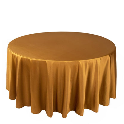 Scuba Round 120" Tablecloth Shimmering Gold - Wrinkle Free, Stain Resistant & Seamless Table Cover for Weddings and Parties - Bell Racket Store