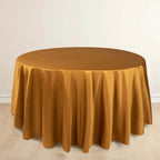 Scuba Round 120" Tablecloth Shimmering Gold - Wrinkle Free, Stain Resistant & Seamless Table Cover for Weddings and Parties - Bell Racket Store
