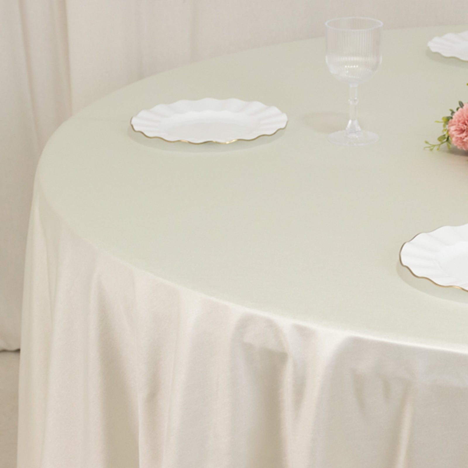 Scuba Round 120" Tablecloth Shimmering Pearl White - Wrinkle Free, Stain Resistant & Seamless Table Cover - Bell Racket Store