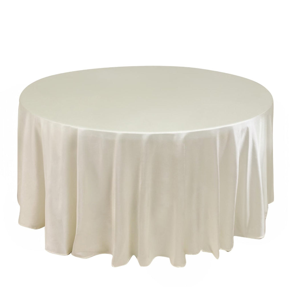 Scuba Round 120" Tablecloth Shimmering Pearl White - Wrinkle Free, Stain Resistant & Seamless Table Cover - Bell Racket Store