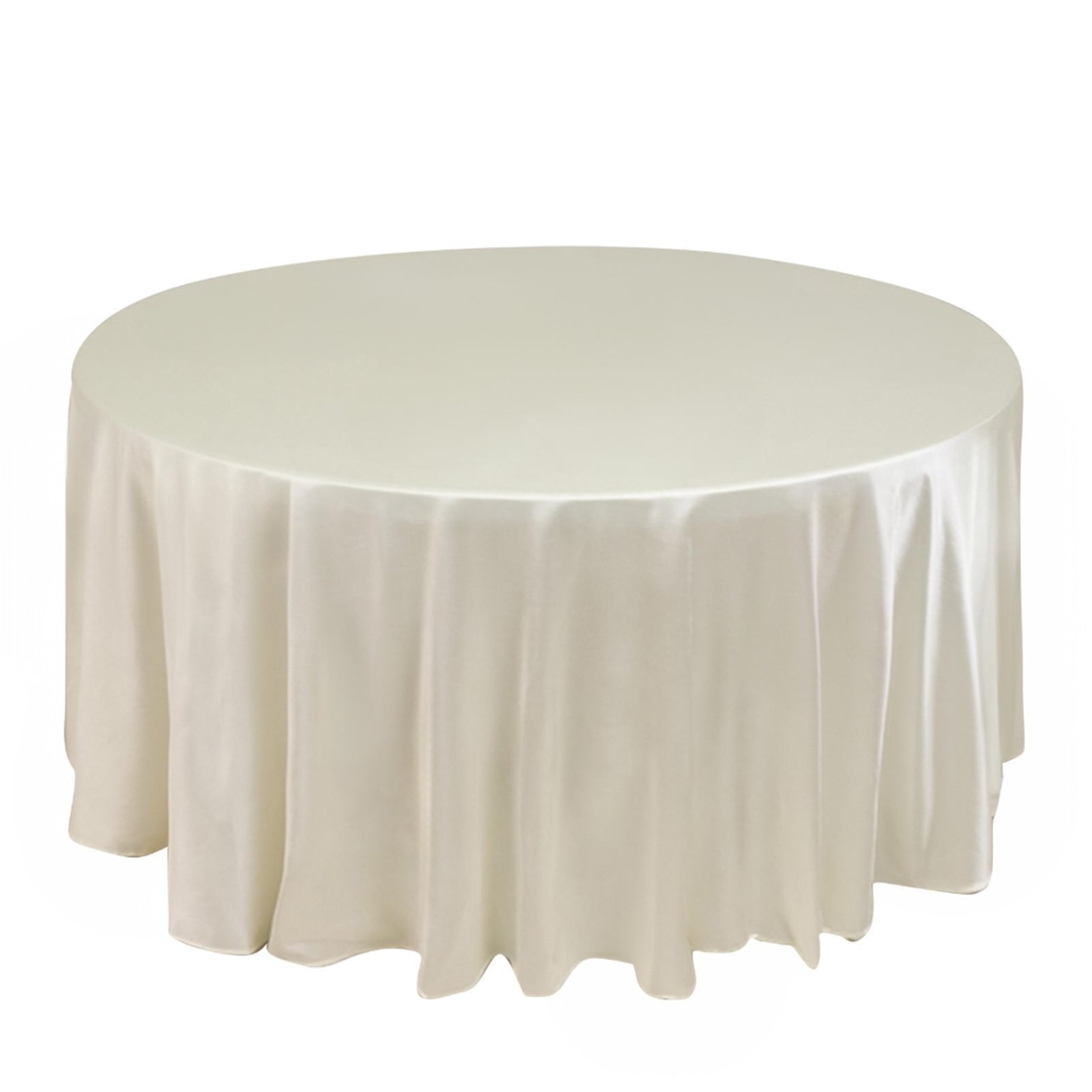 Scuba Round 120" Tablecloth Shimmering Pearl White - Wrinkle Free, Stain Resistant & Seamless Table Cover - Bell Racket Store