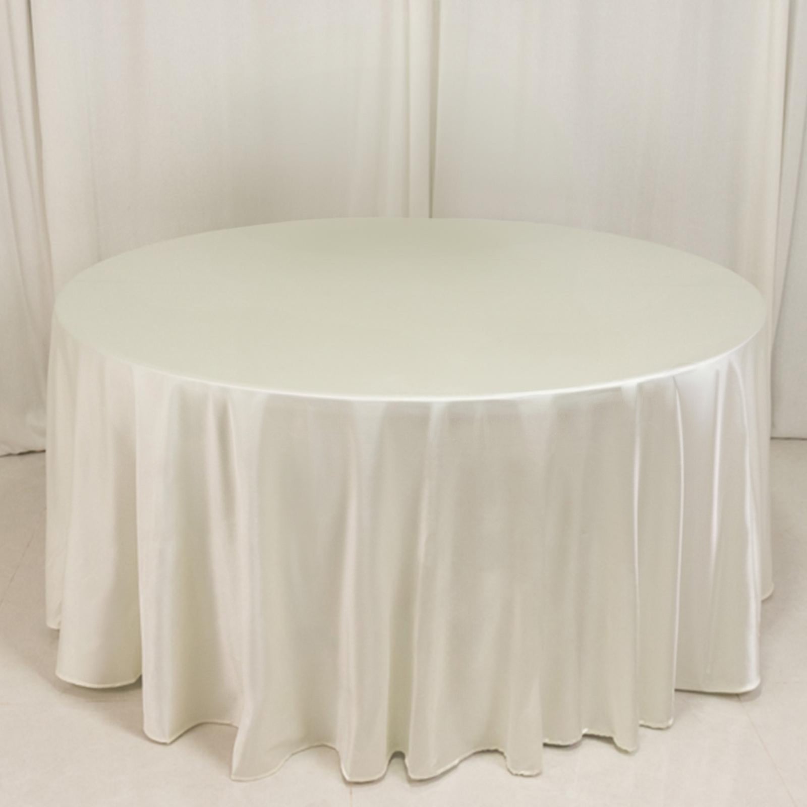 Scuba Round 120" Tablecloth Shimmering Pearl White - Wrinkle Free, Stain Resistant & Seamless Table Cover - Bell Racket Store