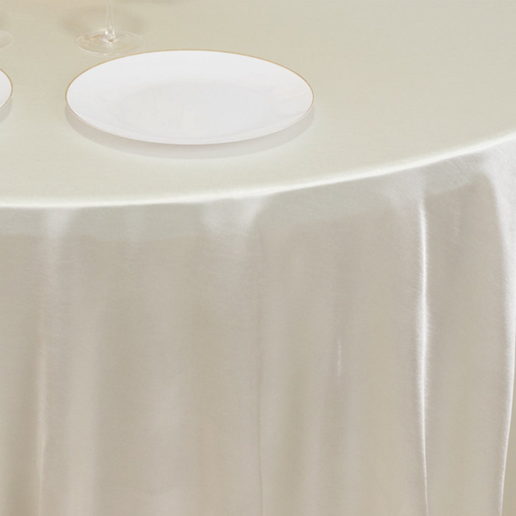 Scuba Round 120" Tablecloth Shimmering Pearl White - Wrinkle Free, Stain Resistant & Seamless Table Cover - Bell Racket Store