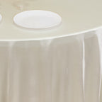 Scuba Round 120" Tablecloth Shimmering Pearl White - Wrinkle Free, Stain Resistant & Seamless Table Cover - Bell Racket Store