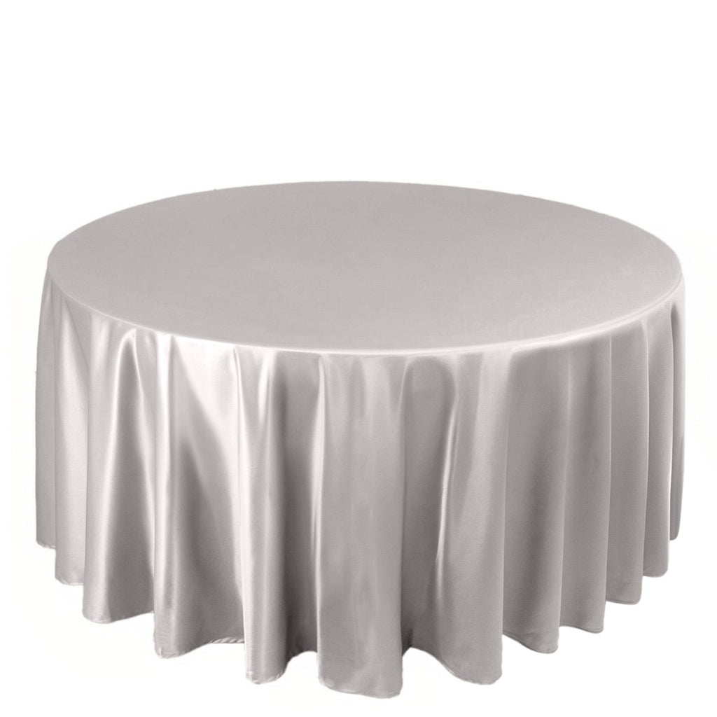Scuba Round 120" Tablecloth Shimmering Silver - Wrinkle Free, Stain Resistant & Seamless Table Cover - Bell Racket Store