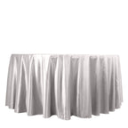 Scuba Round 120" Tablecloth Shimmering Silver - Wrinkle Free, Stain Resistant & Seamless Table Cover - Bell Racket Store