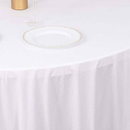 Scuba Round 120" Tablecloth White - Wrinkle Free & Stain Resistant Seamless Table Cover for Weddings & Events - Bell Racket Store