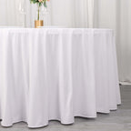 Scuba Round 120" Tablecloth White - Wrinkle Free & Stain Resistant Seamless Table Cover for Weddings & Events - Bell Racket Store