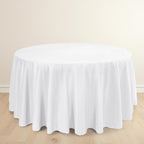 Scuba Round 120" Tablecloth White - Wrinkle Free & Stain Resistant Seamless Table Cover for Weddings & Events - Bell Racket Store