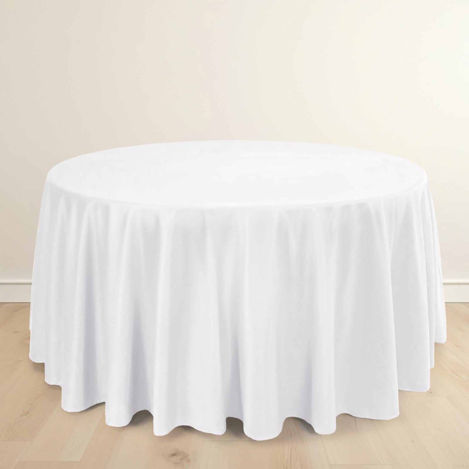 Scuba Round 120" Tablecloth White - Wrinkle Free & Stain Resistant Seamless Table Cover for Weddings & Events - Bell Racket Store
