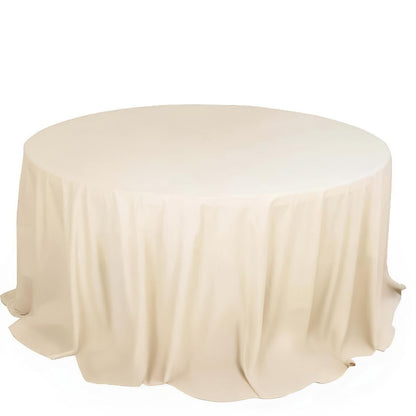 Scuba Round 132" Tablecloth Beige - Wrinkle Free & Stain Resistant Seamless Table Cover - Bell Racket Store