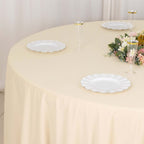 Scuba Round 132" Tablecloth Beige - Wrinkle Free & Stain Resistant Seamless Table Cover - Bell Racket Store