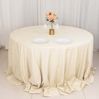Scuba Round 132" Tablecloth Beige - Wrinkle Free & Stain Resistant Seamless Table Cover - Bell Racket Store