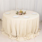 Scuba Round 132" Tablecloth Beige - Wrinkle Free & Stain Resistant Seamless Table Cover - Bell Racket Store
