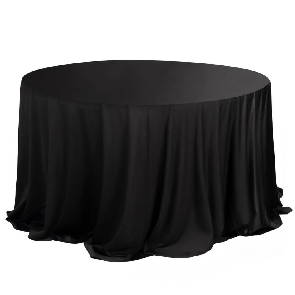 Scuba Round 132" Tablecloth Black - Wrinkle Free & Stain Resistant Seamless Table Cover for Weddings & Events - Bell Racket Store