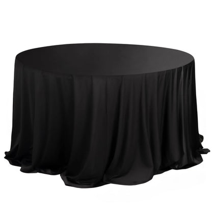 Scuba Round 132" Tablecloth Black - Wrinkle Free & Stain Resistant Seamless Table Cover for Weddings & Events - Bell Racket Store
