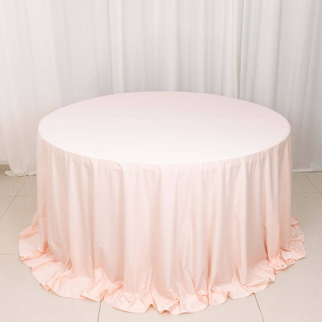 Scuba Round 132" Tablecloth Blush - Wrinkle Free & Stain Resistant Seamless Table Cover - Bell Racket Store