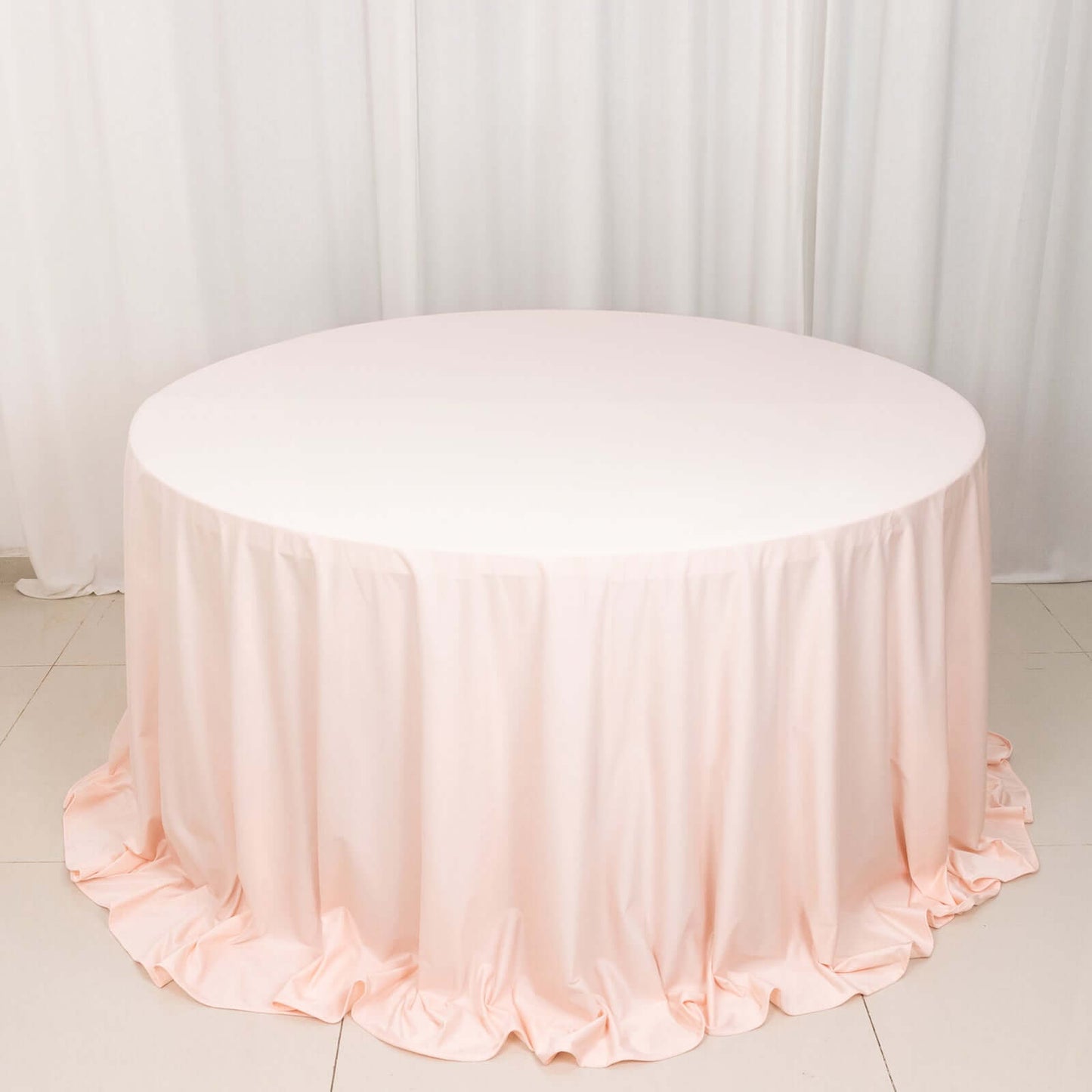 Scuba Round 132" Tablecloth Blush - Wrinkle Free & Stain Resistant Seamless Table Cover - Bell Racket Store