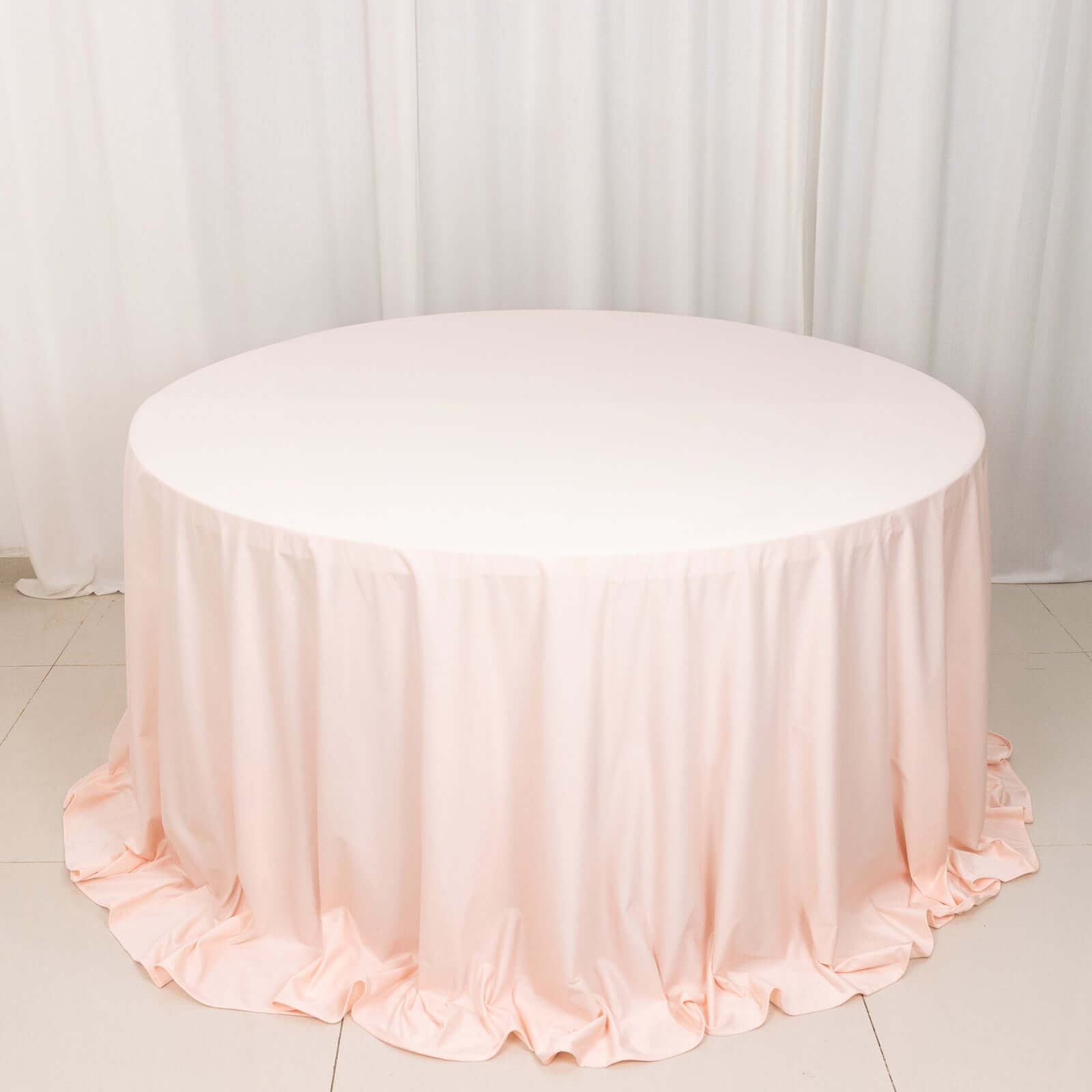 Scuba Round 132" Tablecloth Blush - Wrinkle Free & Stain Resistant Seamless Table Cover - Bell Racket Store